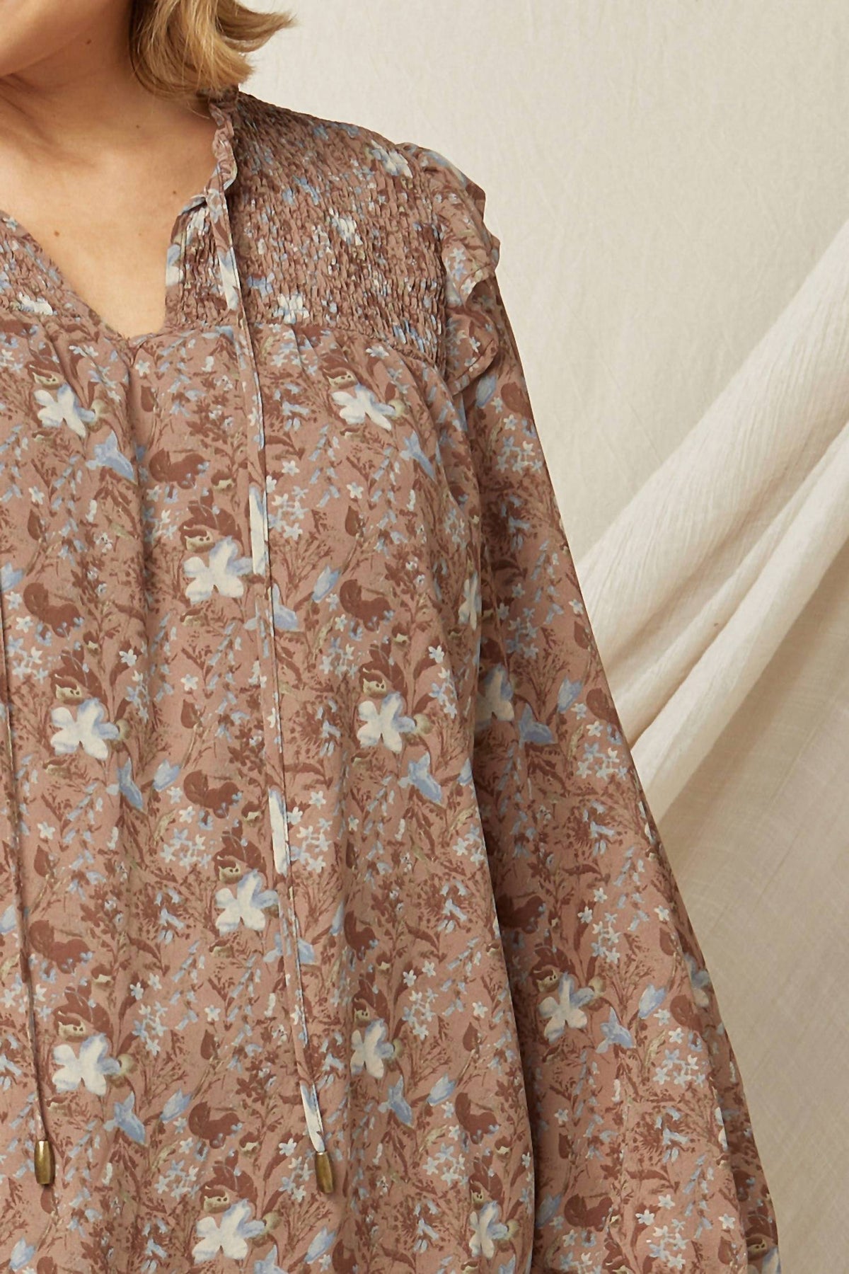 Entro - Ruffle & Floral Blouse - Plus