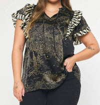 Entro - Ruffle Sleeve V-neck Top