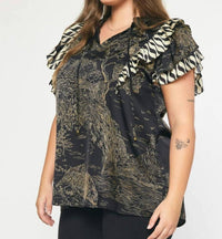 Entro - Ruffle Sleeve V-neck Top