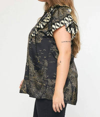 Entro - Ruffle Sleeve V-neck Top