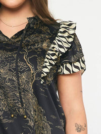 Entro - Ruffle Sleeve V-neck Top