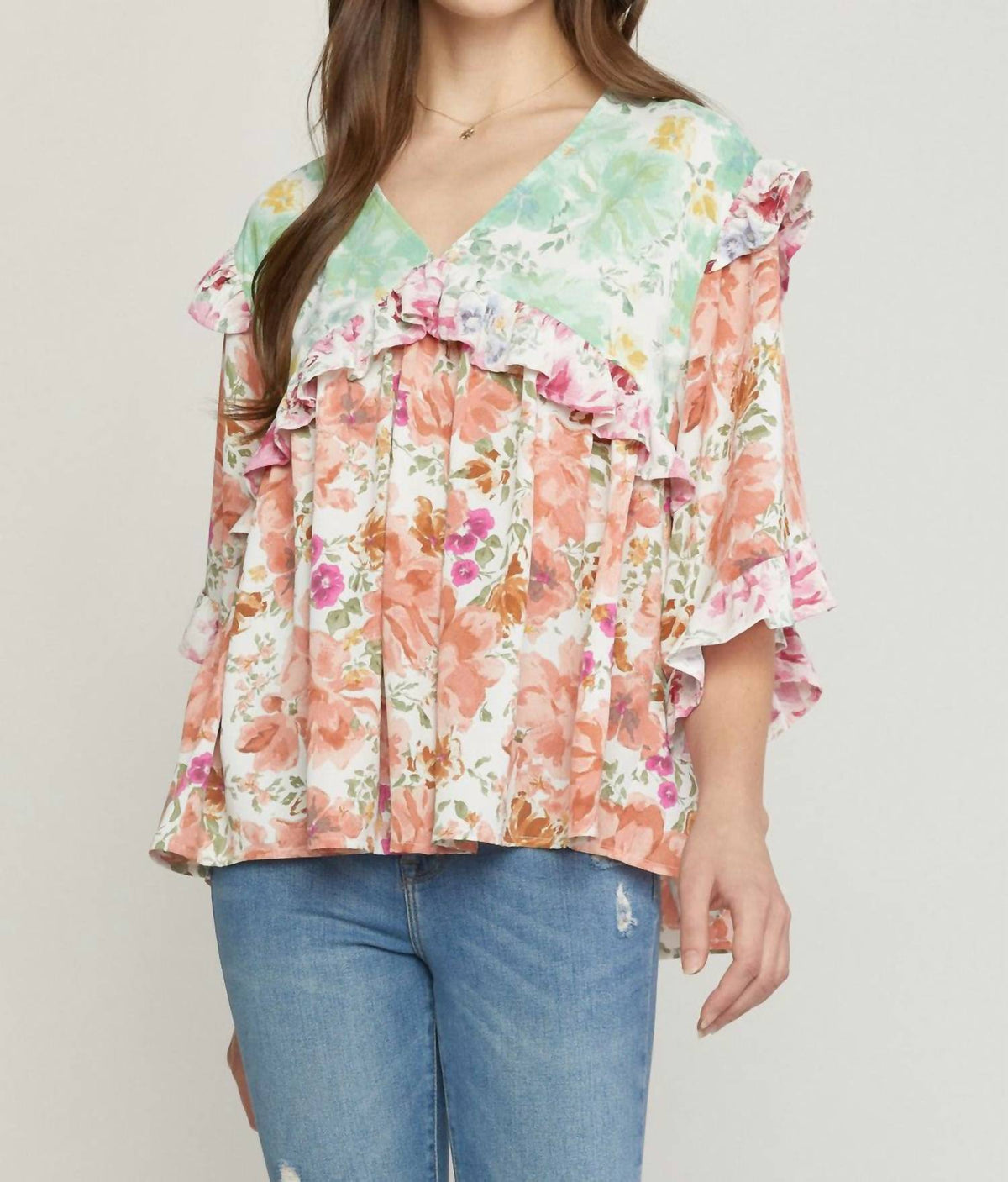 Entro - Ruffled & Floral Top