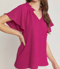 Entro - Ruffled Flutter Sleeve Blouse