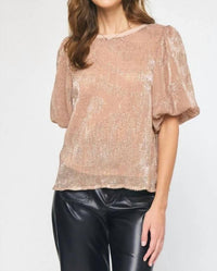 Entro - Sequin Puff Sleeve Top
