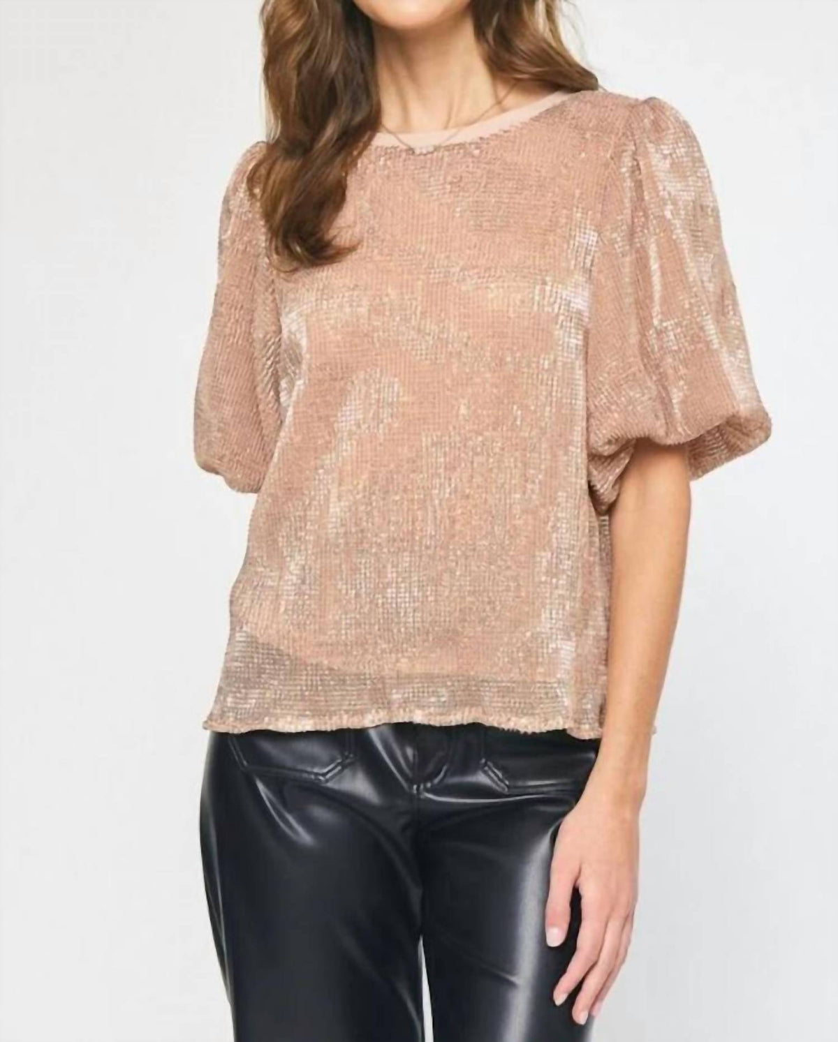 Entro - Sequin Puff Sleeve Top