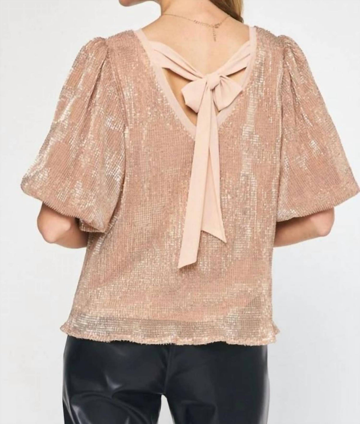 Entro - Sequin Puff Sleeve Top