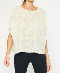 Entro - Sequin Short Sleeve Round Neck Top