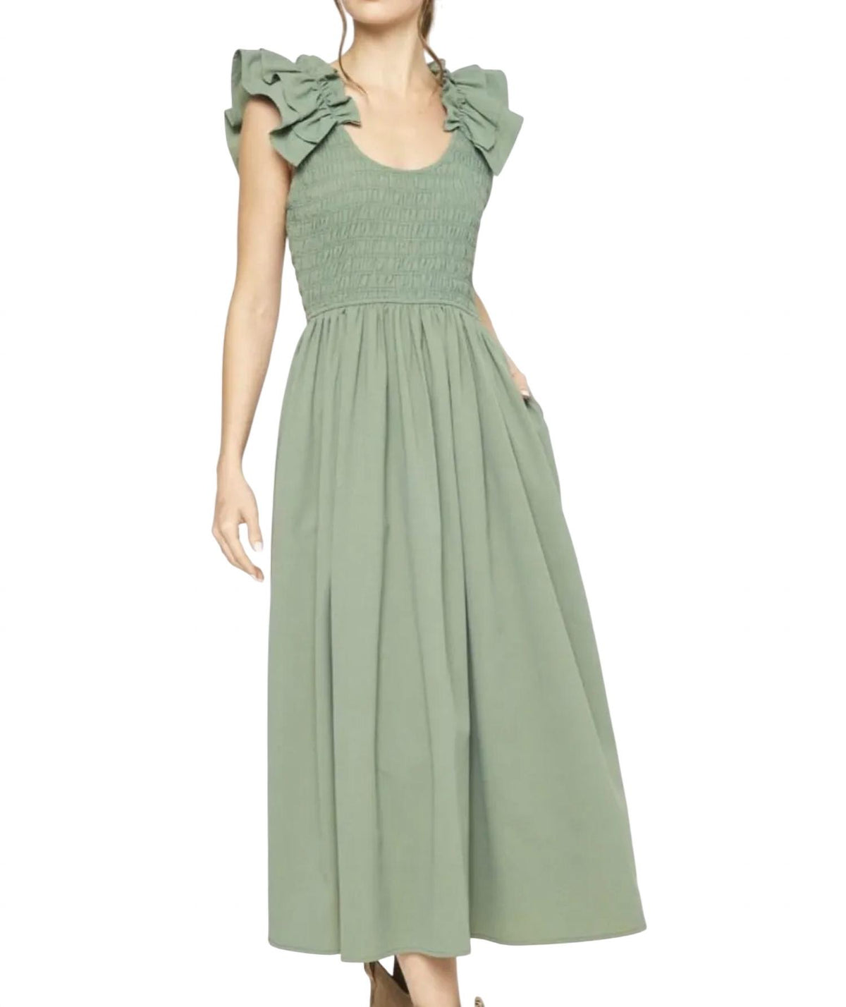 Entro - Smocked Midi Dress