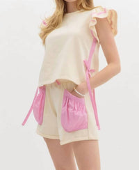 Entro - Solid Jersey Knit Flutter Sleeve Set