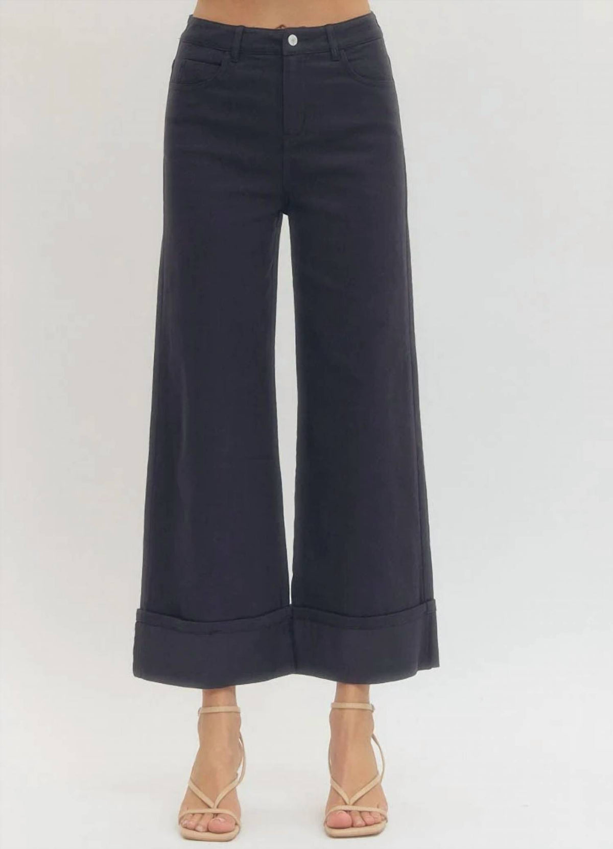 Entro - Solid Mid-rise Ankle Length Pants