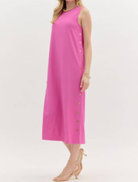 Entro - Solid Rib Textured Midi Dress