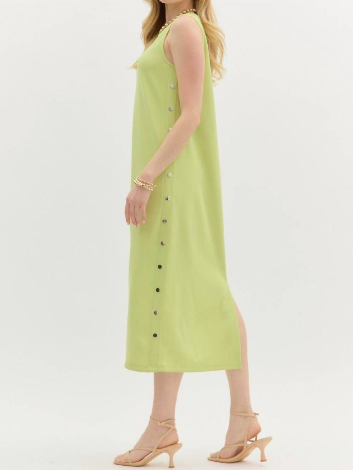 Entro - Solid Rib Textured Midi Dress