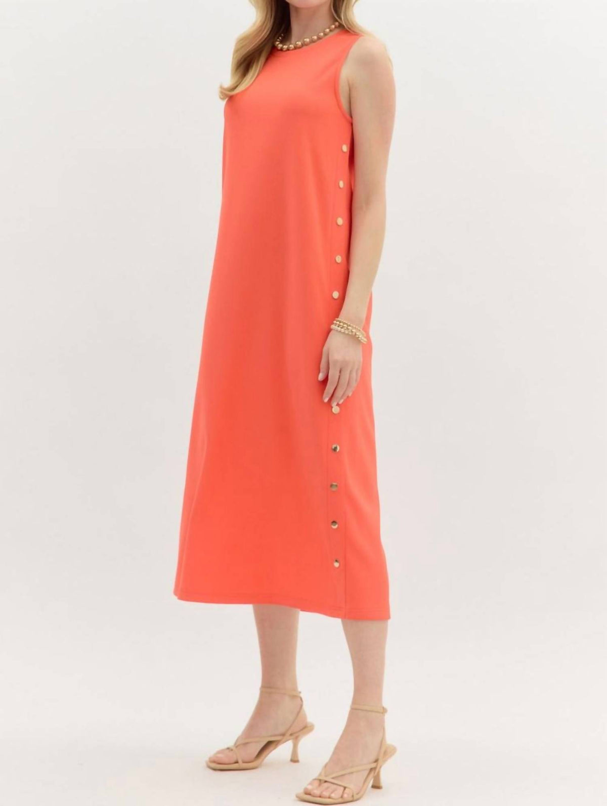 Entro - Solid Rib Textured Midi Dress