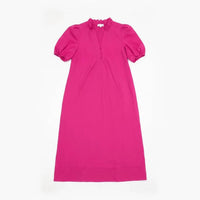 Entro - Solid Short Puff Sleeve Midi Dress
