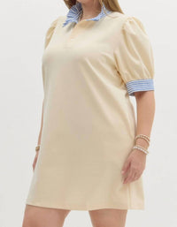 Entro - Solid Short Sleeve Pullover Polo Mini Dress