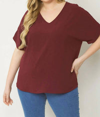 Entro - Solid V-neck Top