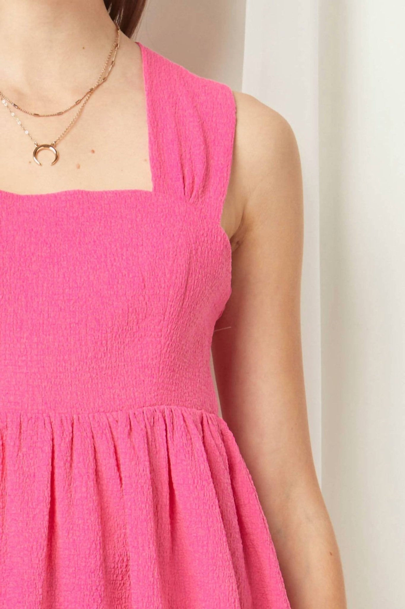 Entro - Square Neck Babydoll Top - blouses - clothing - pink
