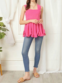 Entro - Square Neck Babydoll Top - blouses - clothing - pink