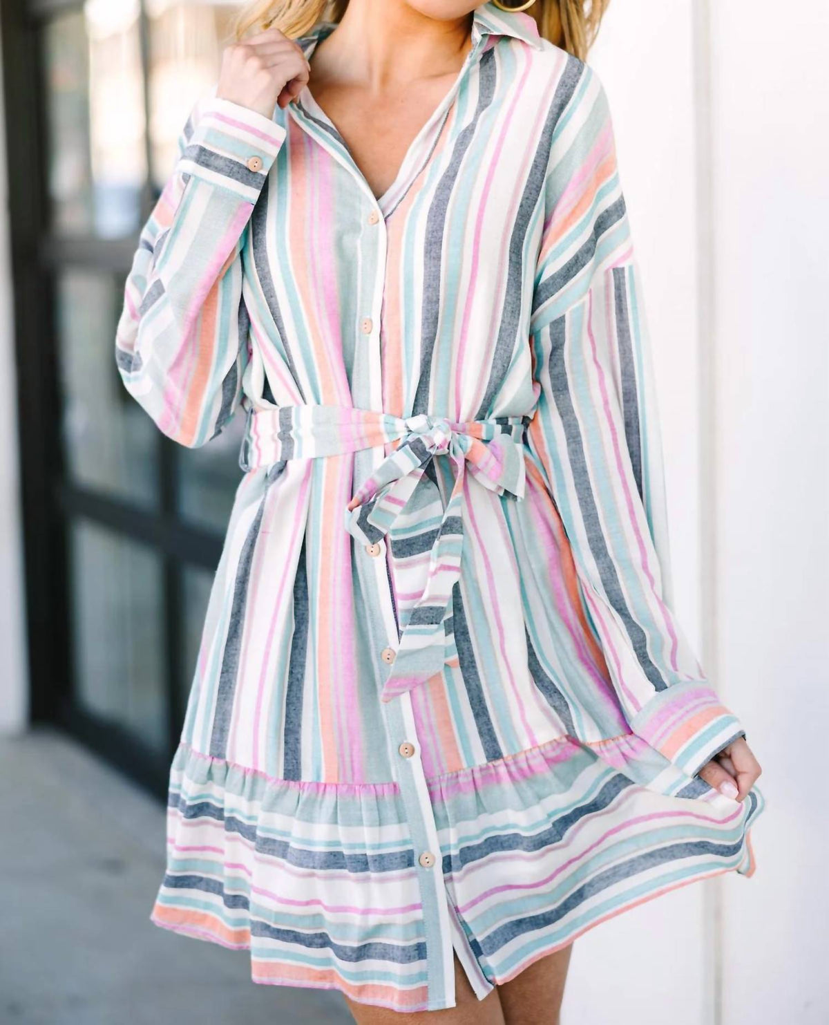 Entro - Striped Collared Dress