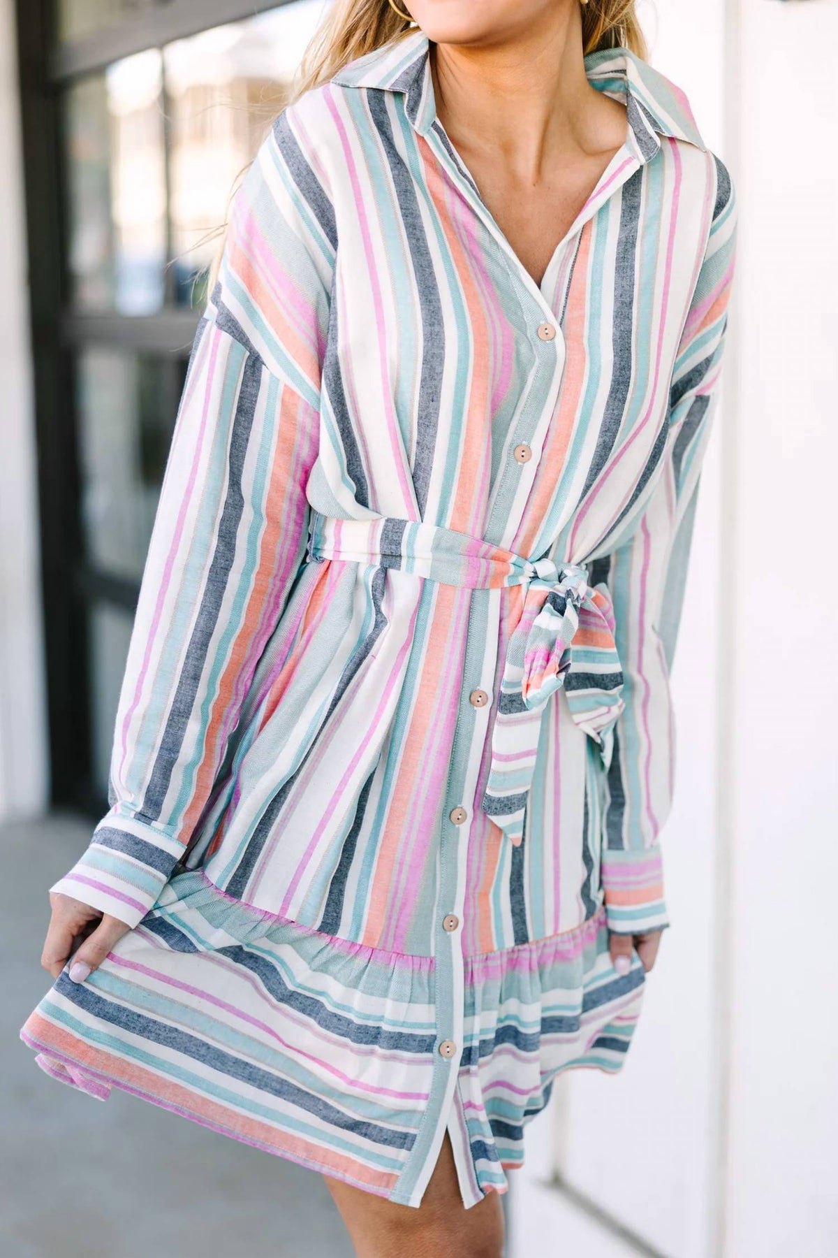 Entro - Striped Collared Dress
