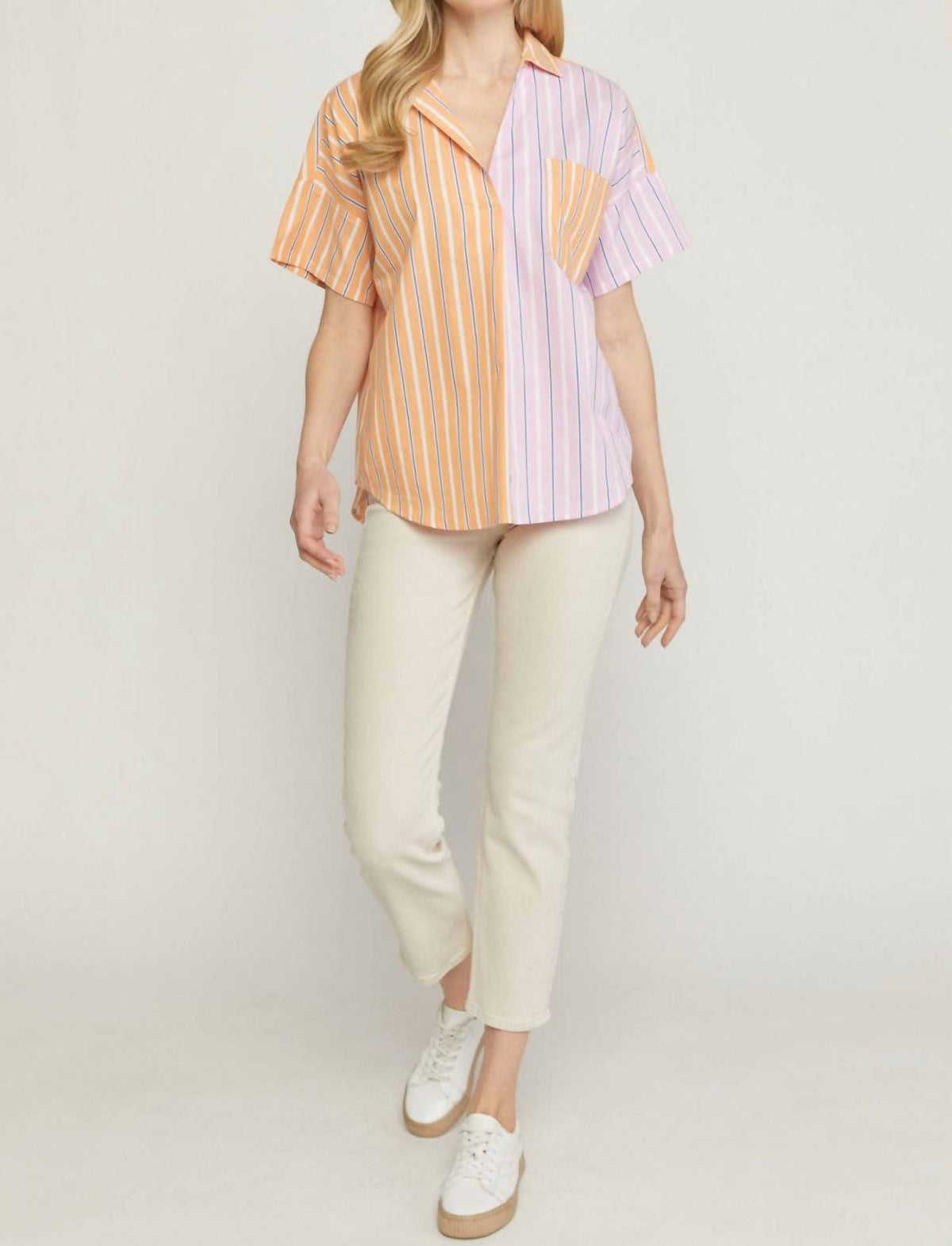 Entro - Striped Color Block Top