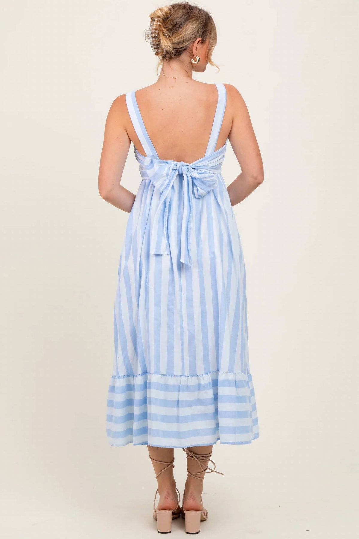 Entro - Striped Dress with Tie Back
