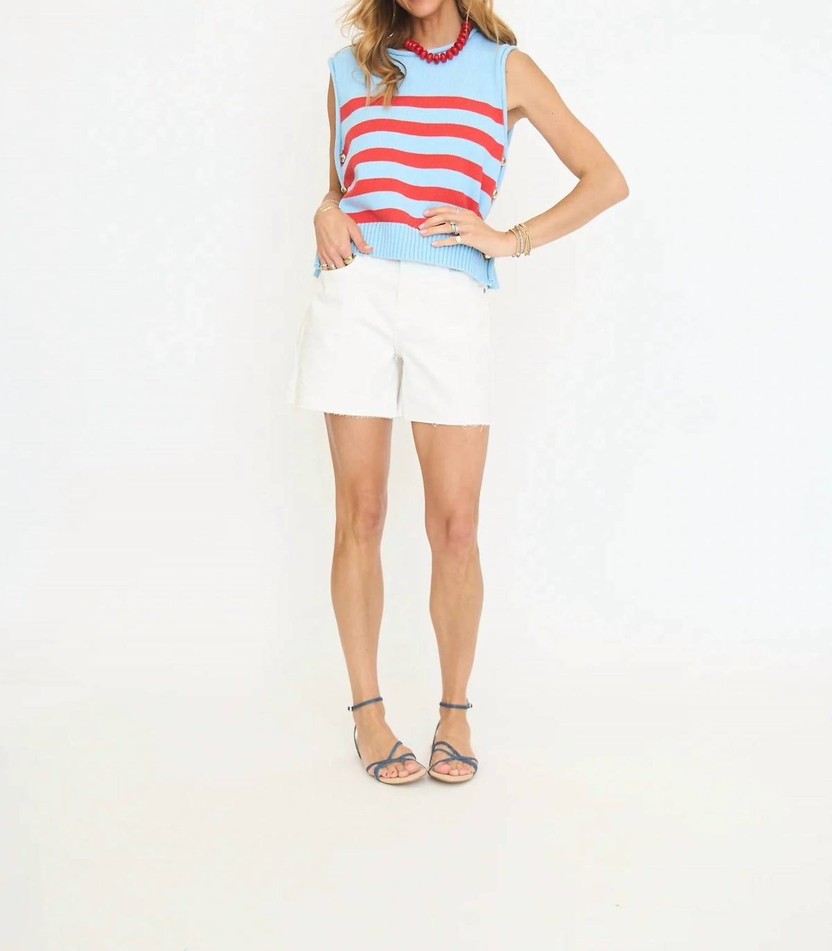 Entro - Striped Sleeveless Knit Top