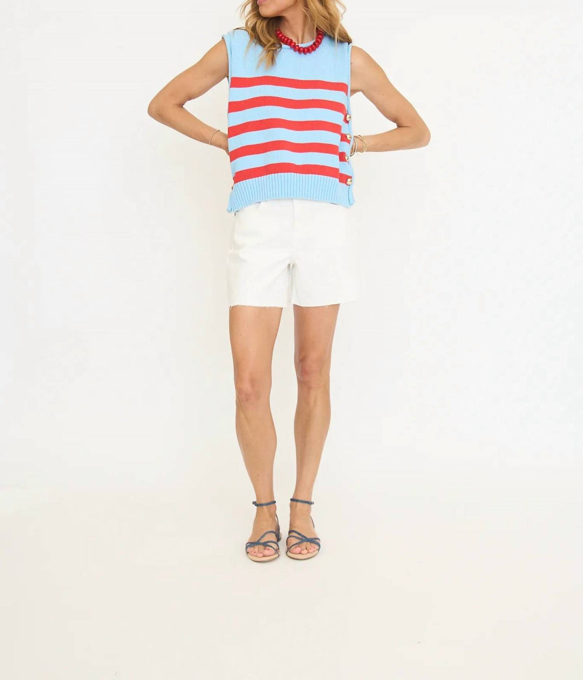 Entro - Striped Sleeveless Knit Top