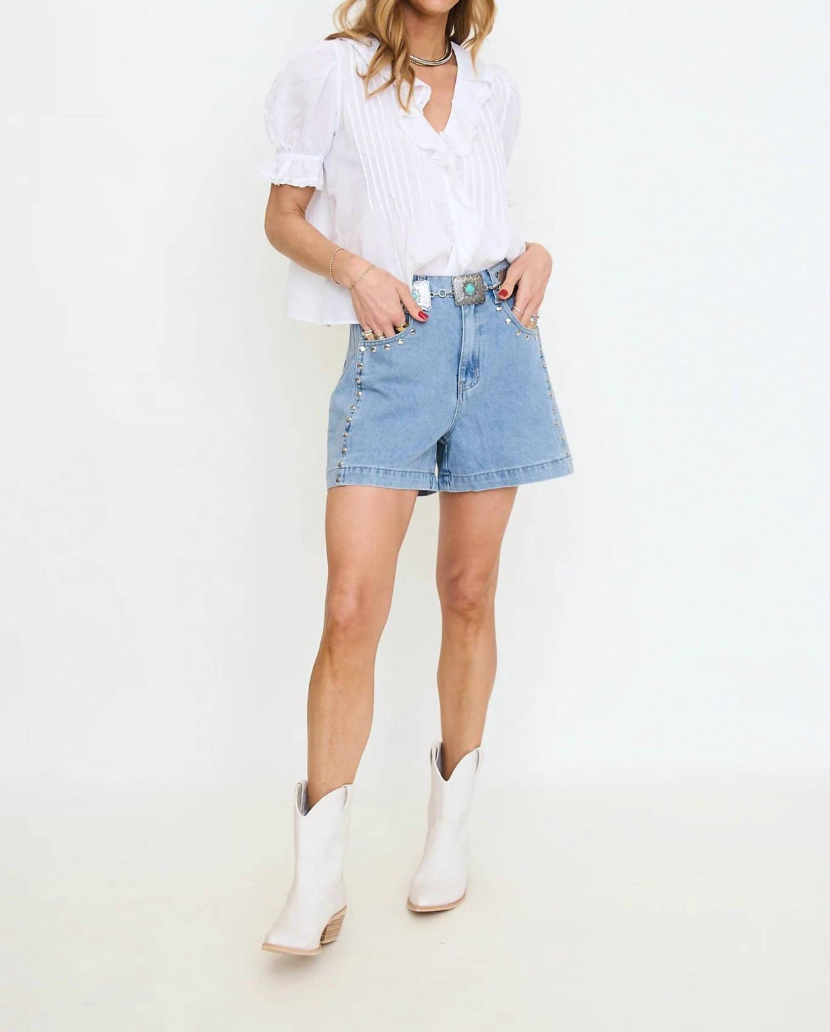 Entro - Studded Denim Shorts