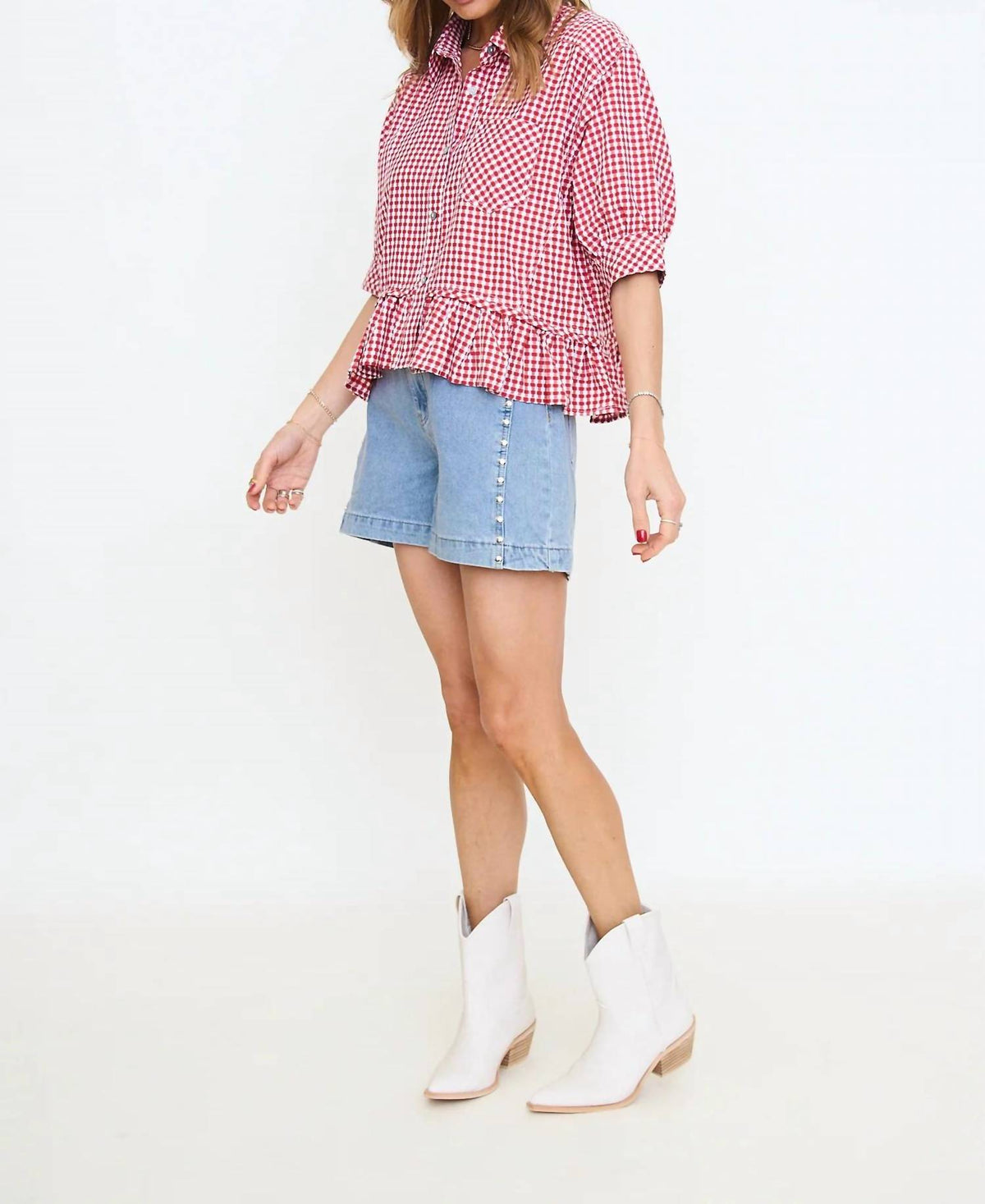 Entro - Studded Denim Shorts