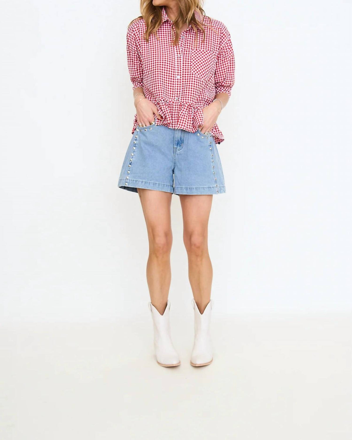Entro - Studded Denim Shorts