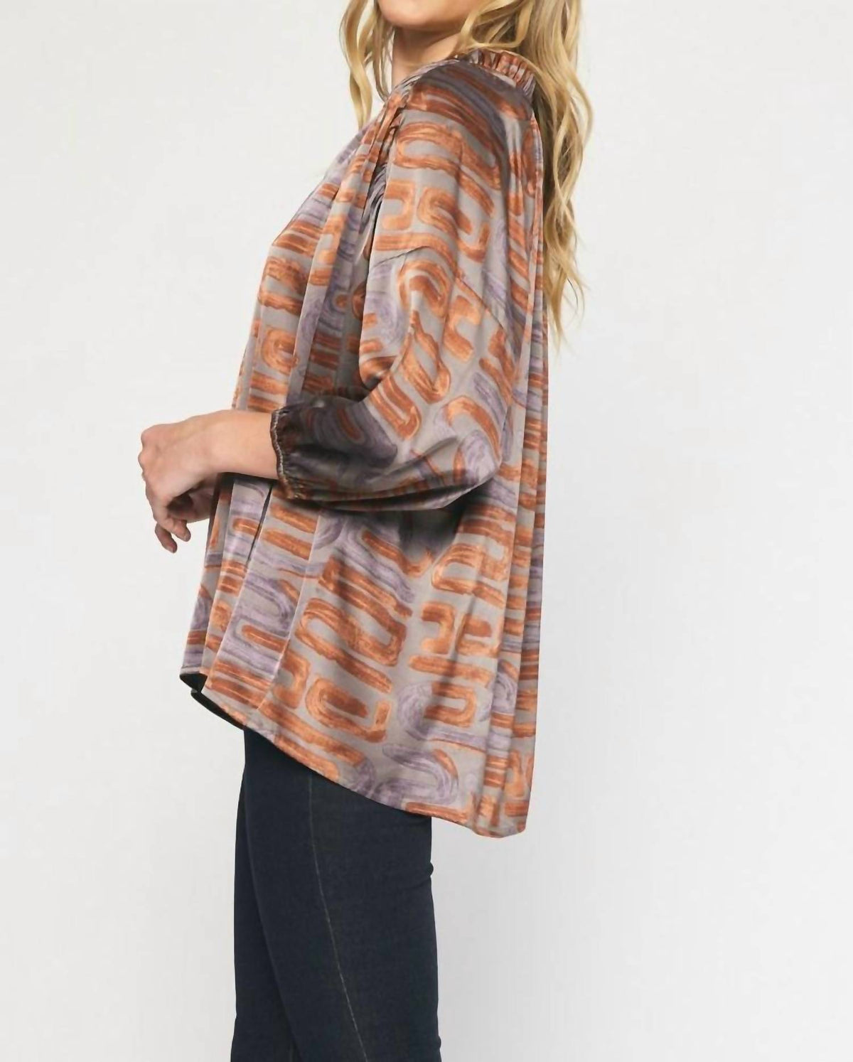 Entro - Swirl Printed V-Neck Top