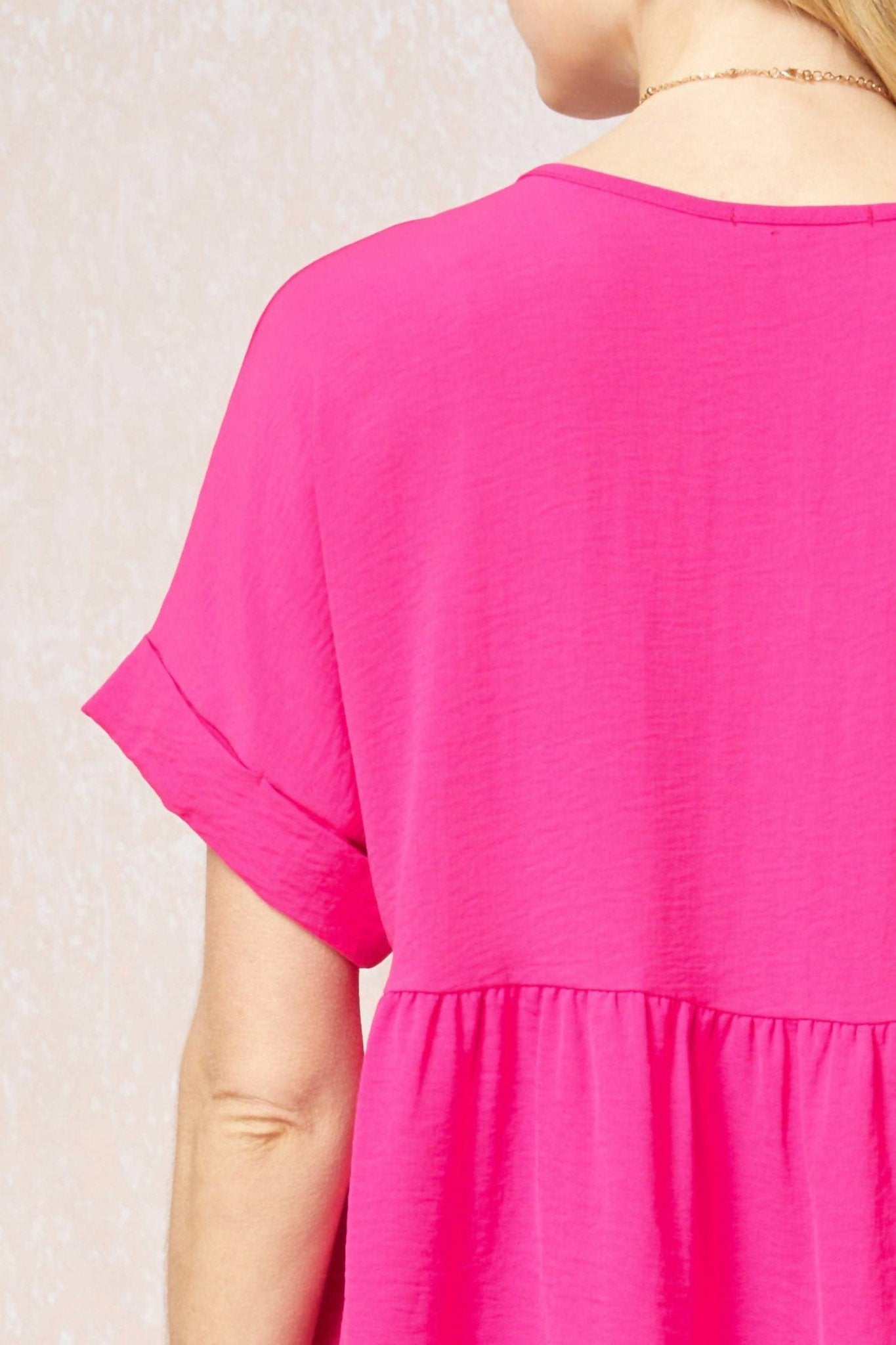 Entro - Textured Babydoll Top - blouses - clothing - pink