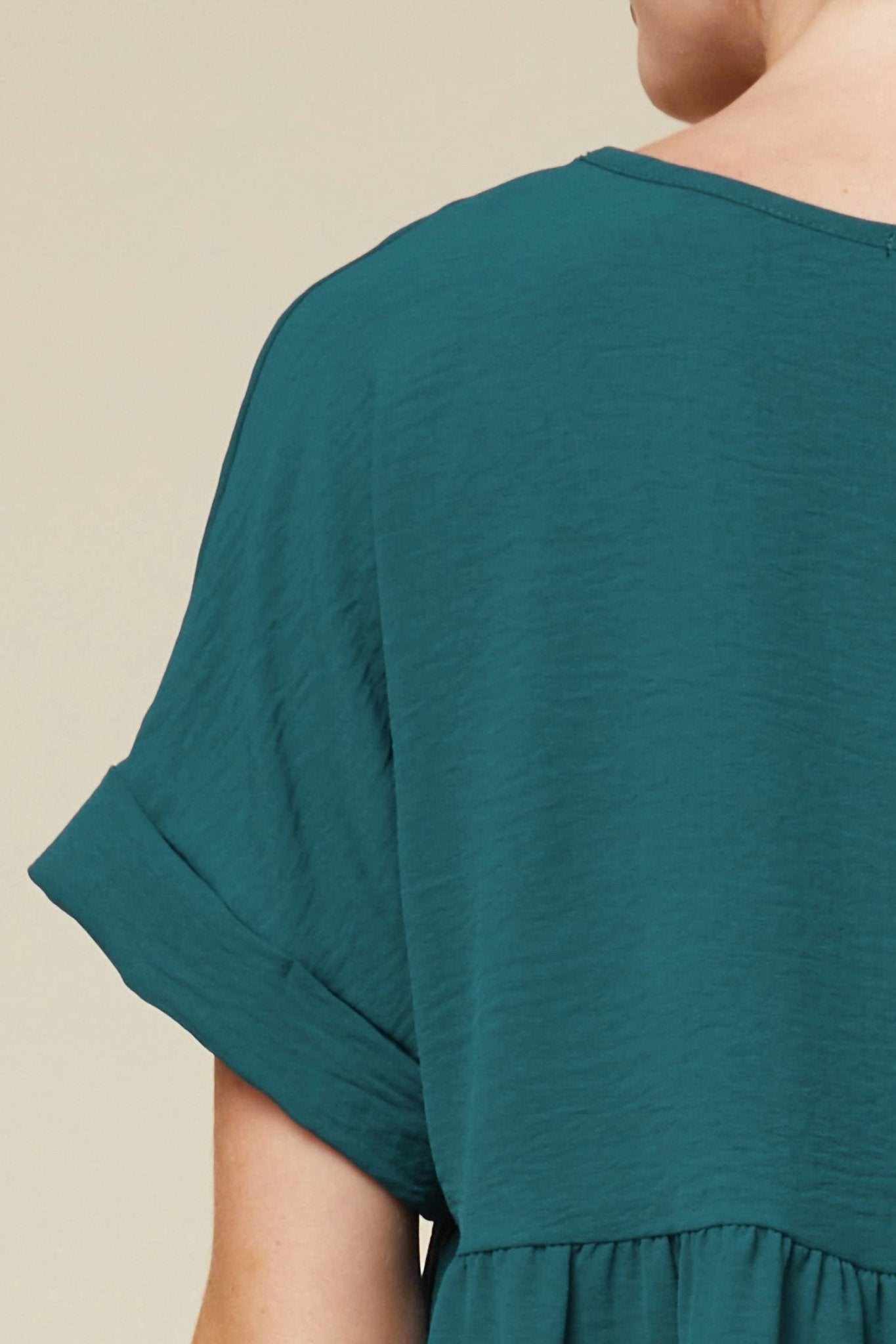 Entro - Textured Babydoll Top - blouses - clothing - green