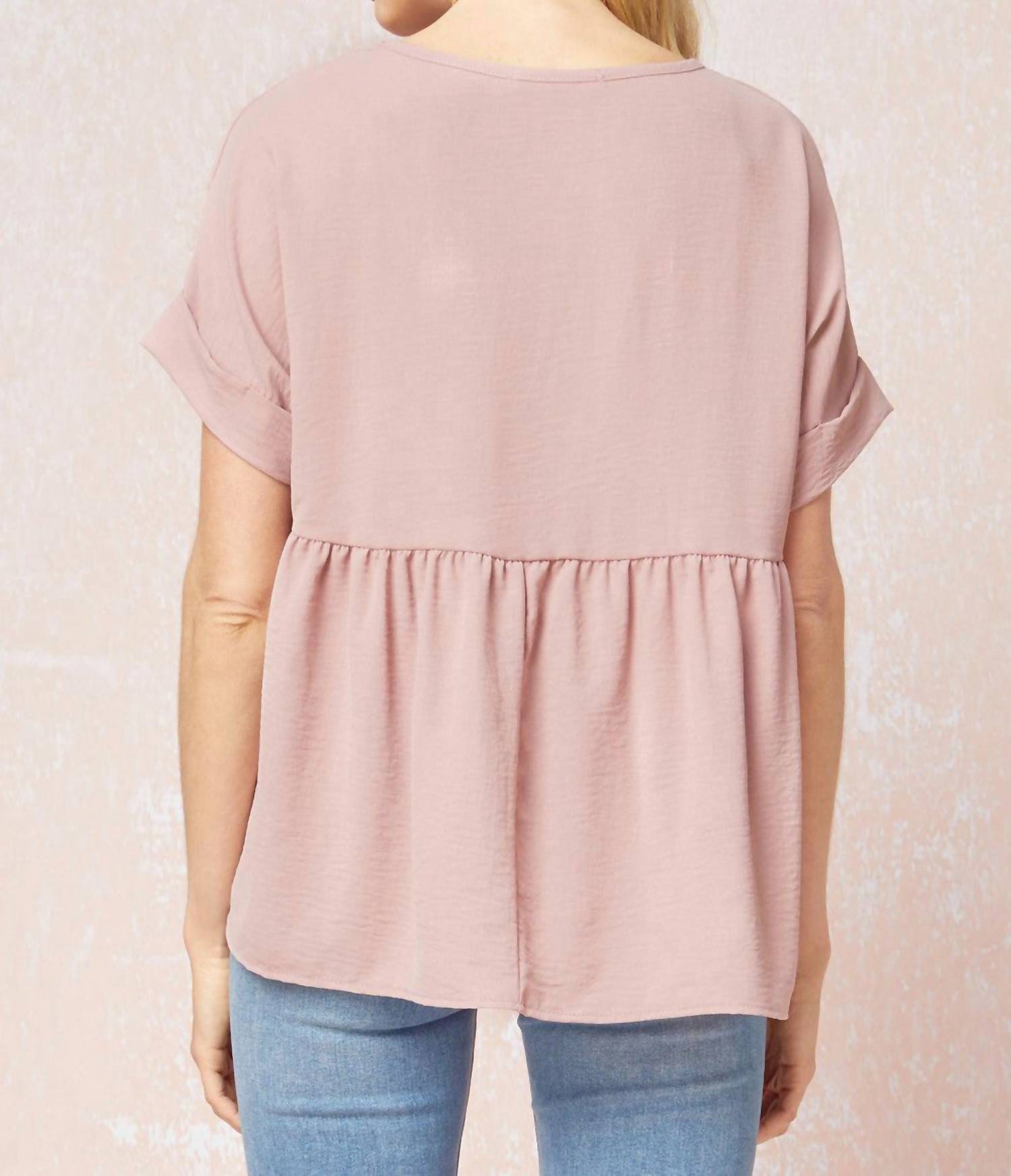 Entro - Textured Babydoll Top - blouses - clothing - pink