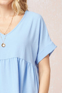 Entro - Textured Babydoll Top - blouses - blue - clothing