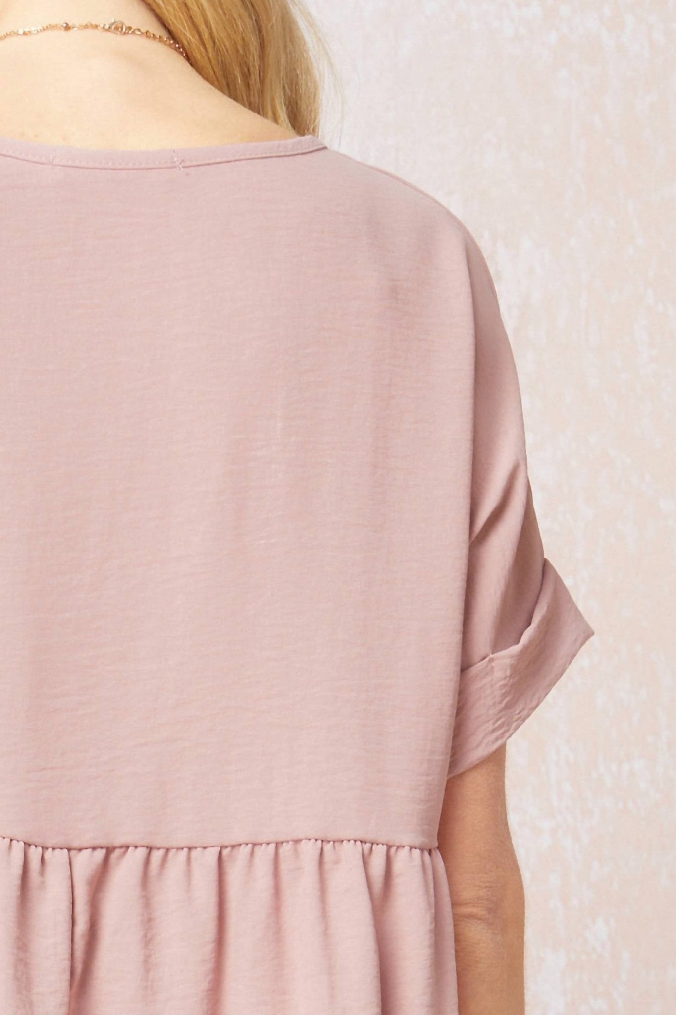 Entro - Textured Babydoll Top - blouses - clothing - pink