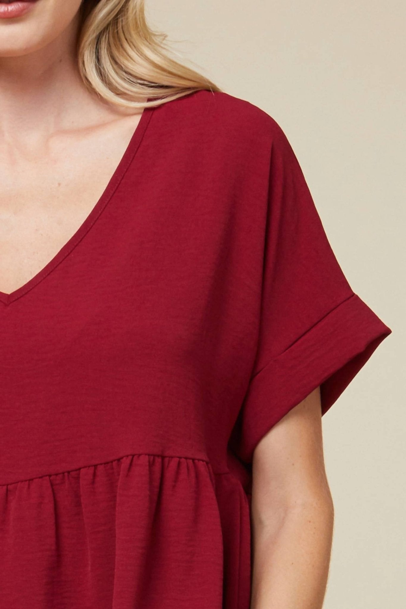 Entro - Textured Babydoll Top - blouses - clothing - polyester