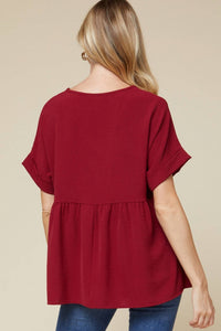 Entro - Textured Babydoll Top - blouses - clothing - polyester
