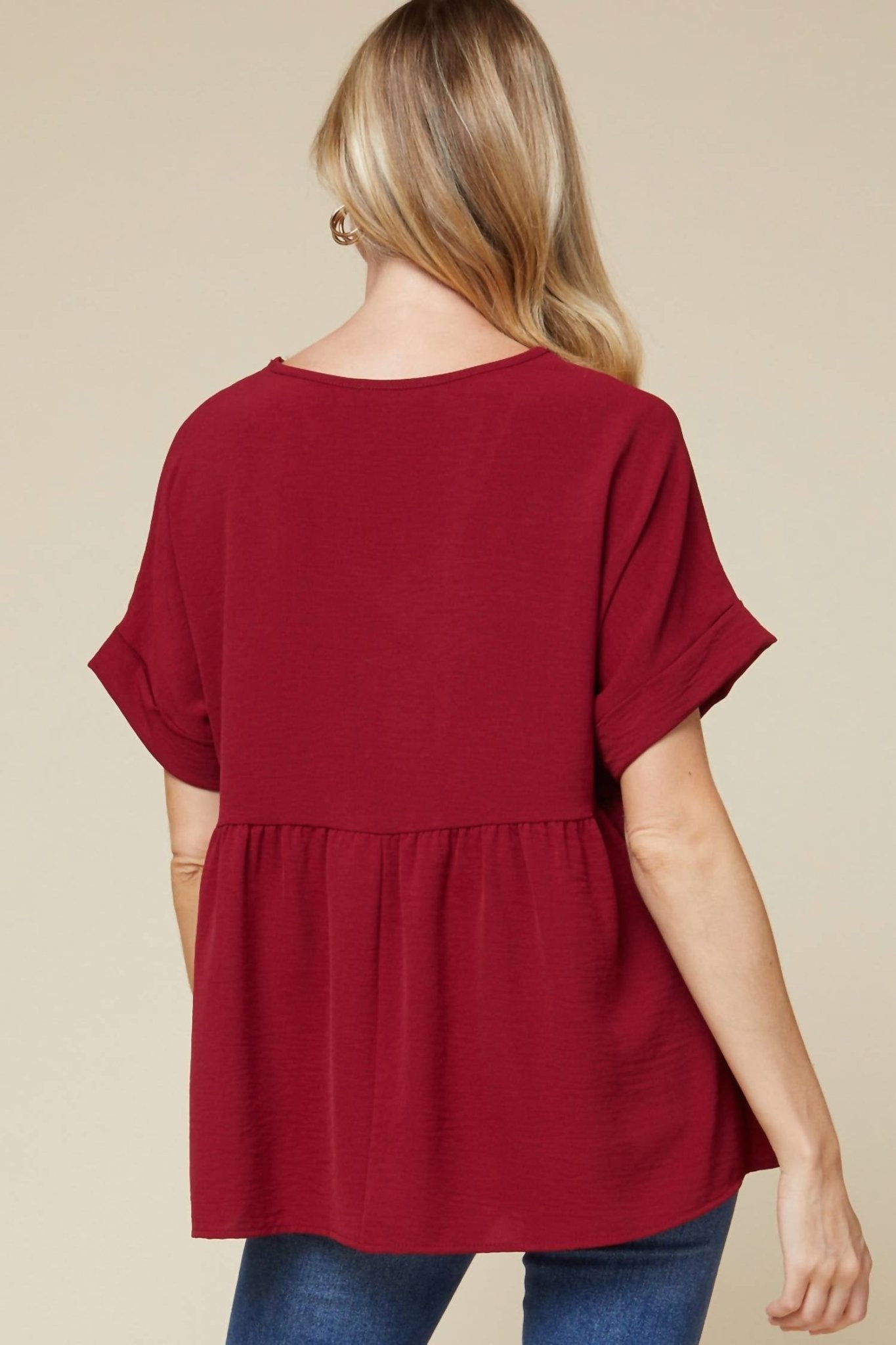 Entro - Textured Babydoll Top - blouses - clothing - polyester