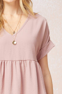 Entro - Textured Babydoll Top - blouses - clothing - pink