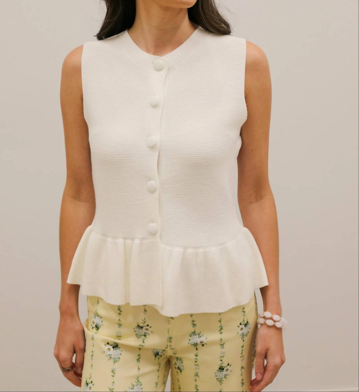 Entro - Thea Button Front Knit Peplum Top
