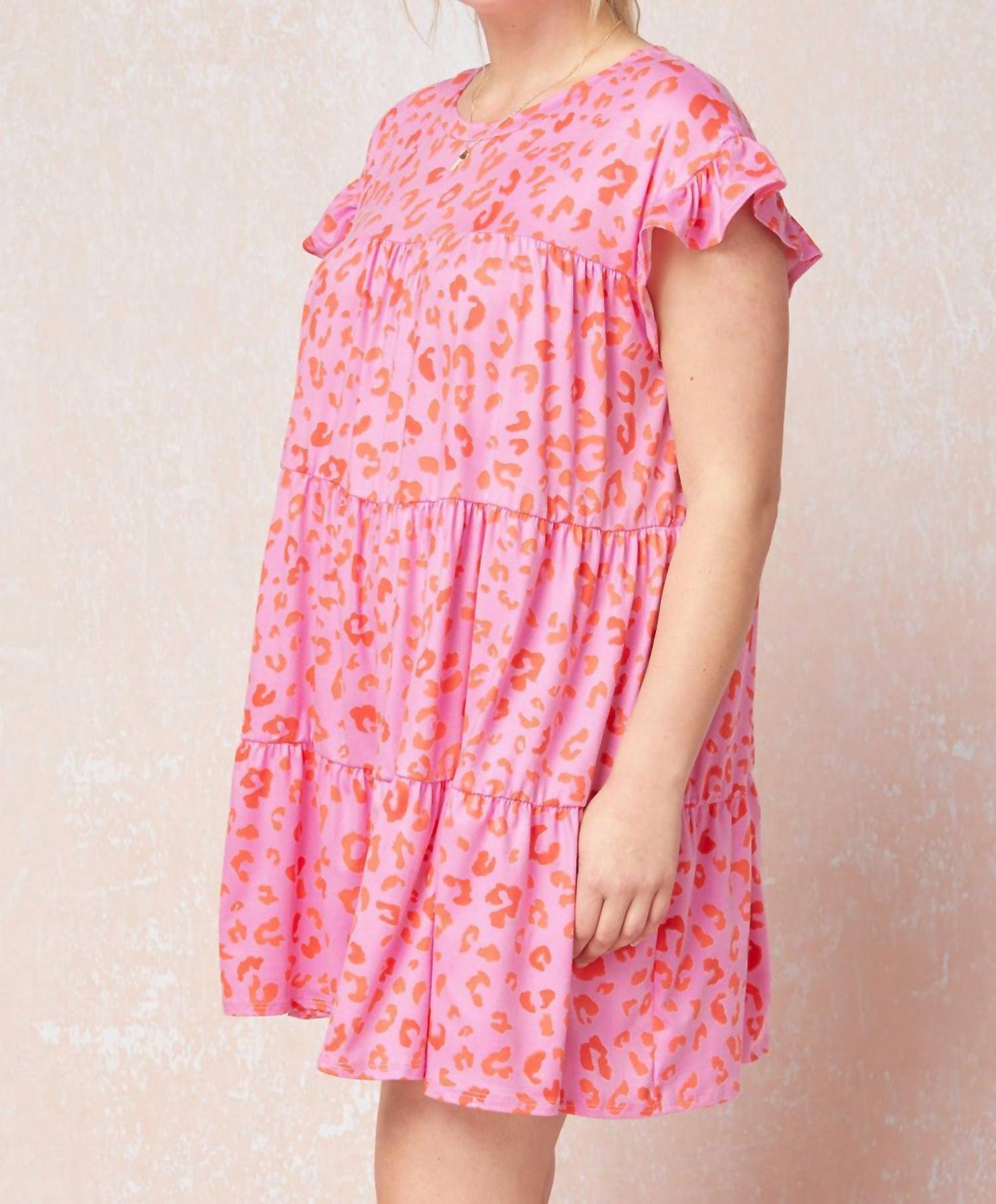 Entro - Tiered Ruffled Leopard Dress - animal - clothing - dresses