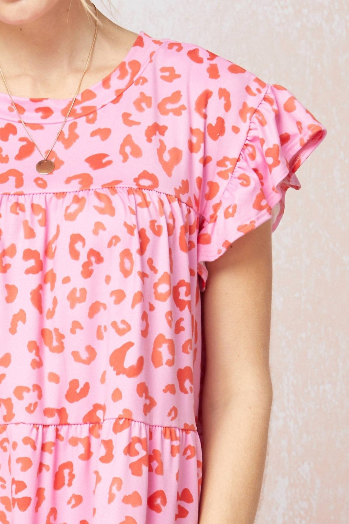 Entro - Tiered Ruffled Leopard Dress - animal - clothing - dresses