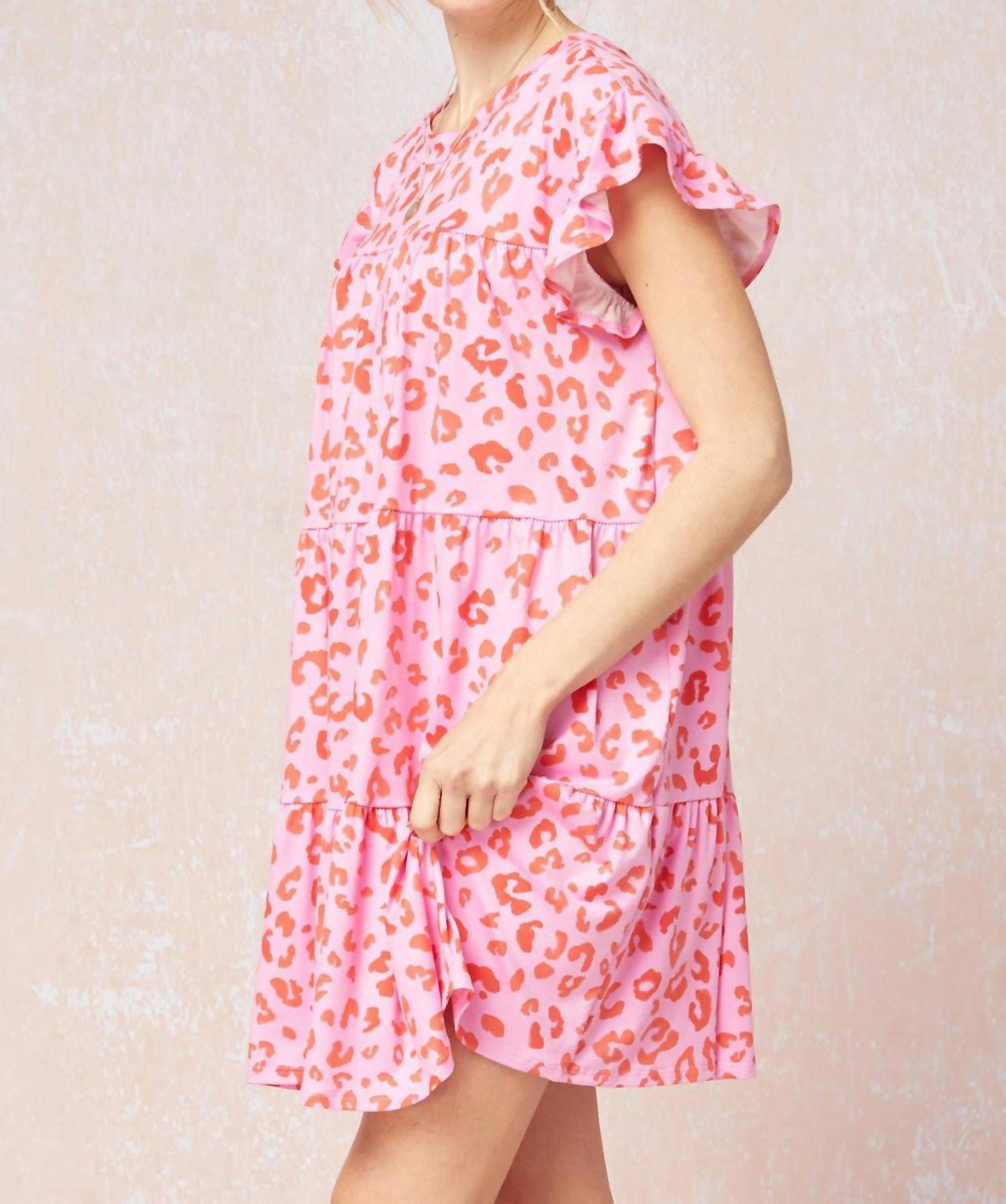 Entro - Tiered Ruffled Leopard Dress - animal - clothing - dresses