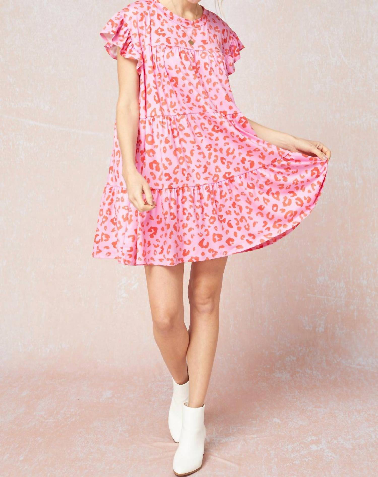 Entro - Tiered Ruffled Leopard Dress - animal - clothing - dresses