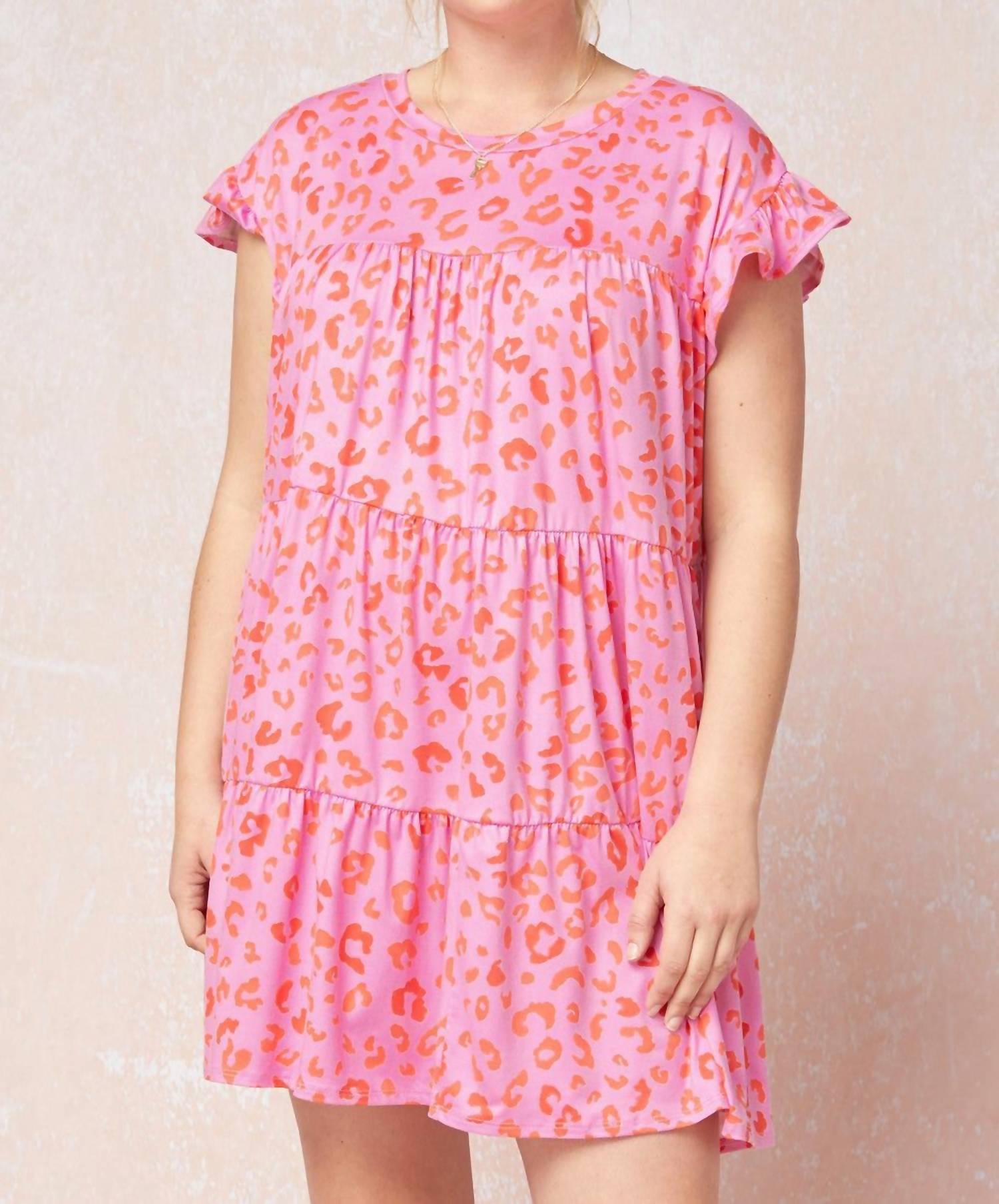 Entro - Tiered Ruffled Leopard Dress - animal - clothing - dresses