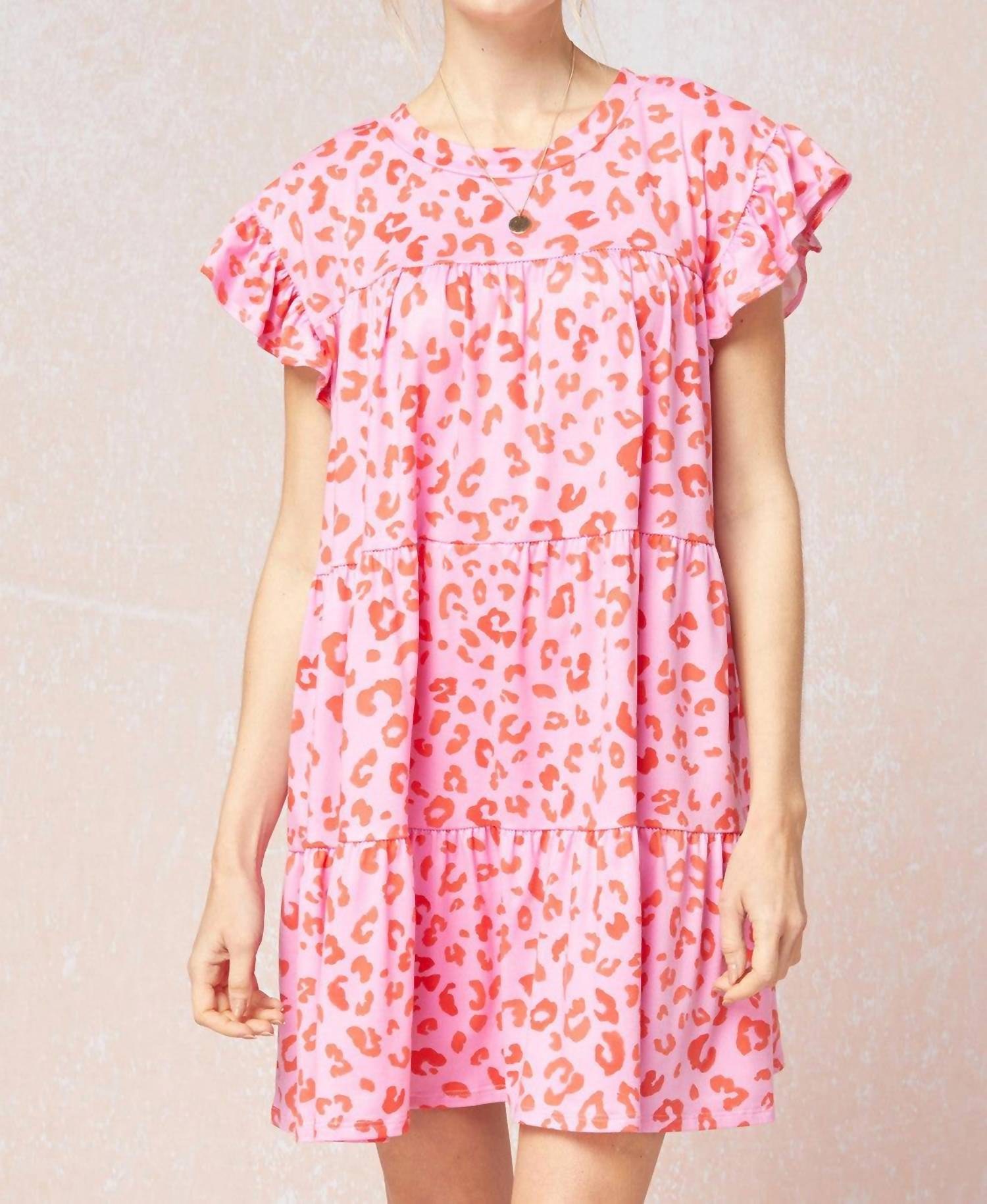 Entro - Tiered Ruffled Leopard Dress - animal - clothing - dresses