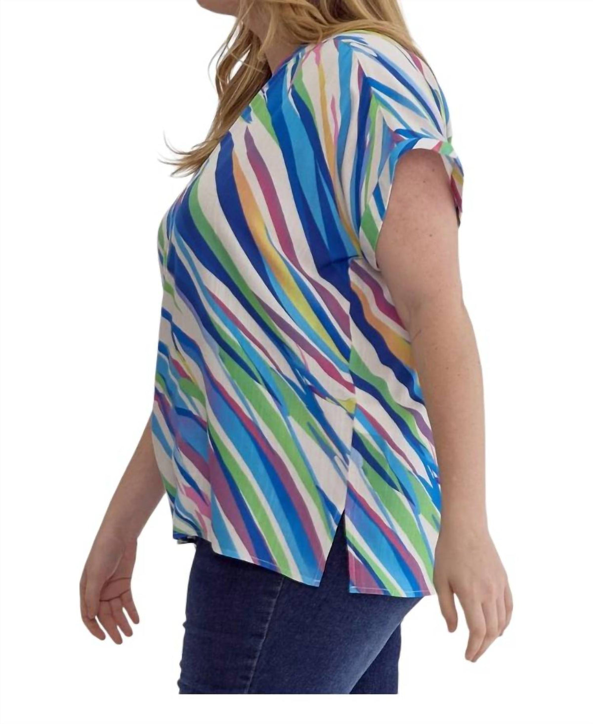 Entro - Tiger Print V-Neck Top - Plus