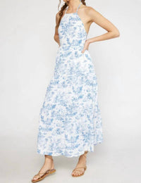 Entro - Toile Print Tie Back Midi Dress